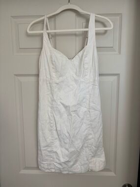 Abercrombie & Fitch White Sleeveless V-Neck Mini Dress
